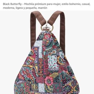 Black butterfly multi colorful floral print
Sling backpack style. Bohemian